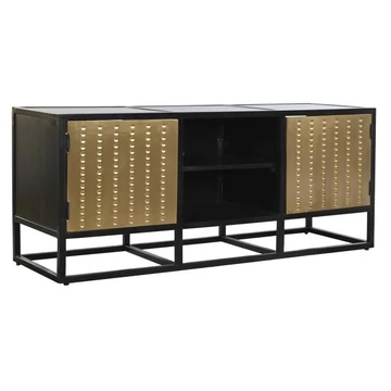 Tv-s szekrény fa, fém 120x37x50 cm fekete, arany