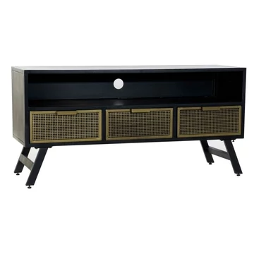 Tv-s szekrény fém 125x41x62 cm fekete, arany