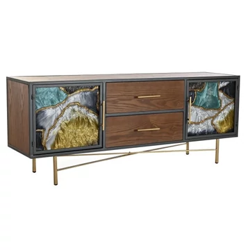Tv-s szekrény fém, üveg 140x35x55 cm színes