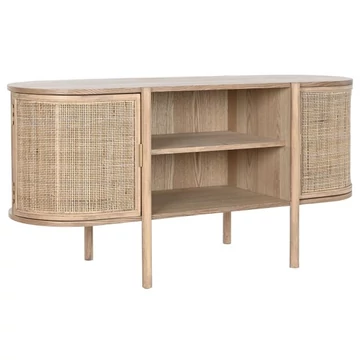 Tv-s szekrény gumifa, rattan 120x43,5x60 cm natúr