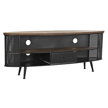 Tv-s szekrény lucfenyő, fém 150x39x58 cm fekete, barna