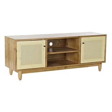 Tv-s szekrény lucfenyő, rattan 140x38x53 cm barna, natúr