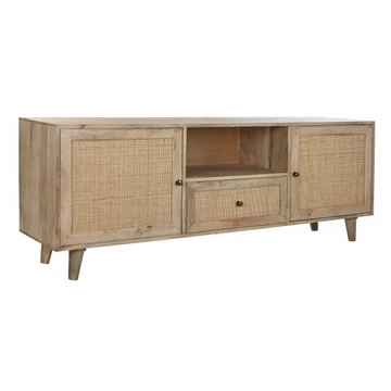 Tv-s szekrény mangófa, rattan 180x40x60 cm barna, natúr