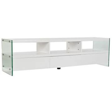 Tv-s szekrény mdf, üveg 160x40x45 cm fehér