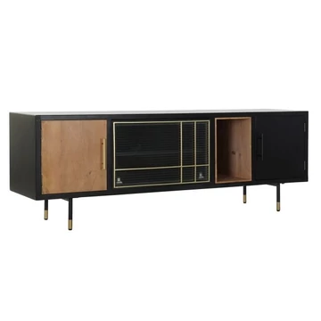 Tv-s szekrény mdf, üveg 166x40x55 cm fekete, sötétbarna