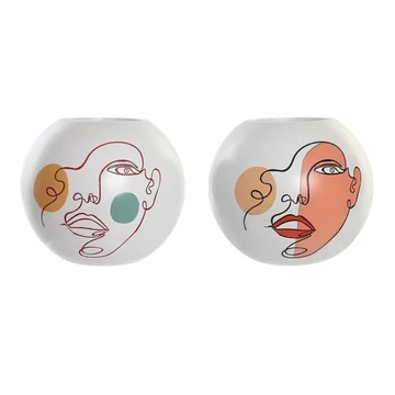 Váza arc absztrakt poly 25,5x25,5x22 cm színes, fehér 2 féle