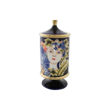 Váza arc porcelán 11x11x25 cm színes, kék