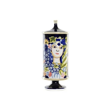 Váza arc porcelán 15x15x38 cm színes, fekete