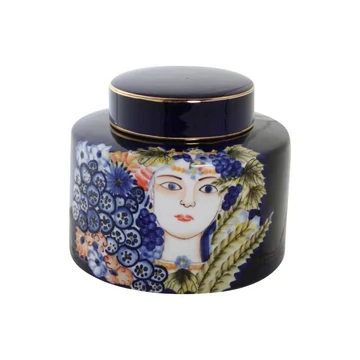 Váza arc porcelán 17x17x16 cm színes, kék