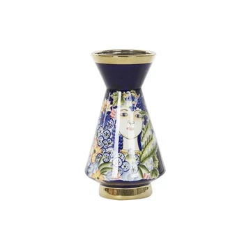 Váza arc porcelán 19x19x36 cm színes, kék