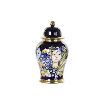 Váza arc porcelán 22x22x42 cm színes, kék