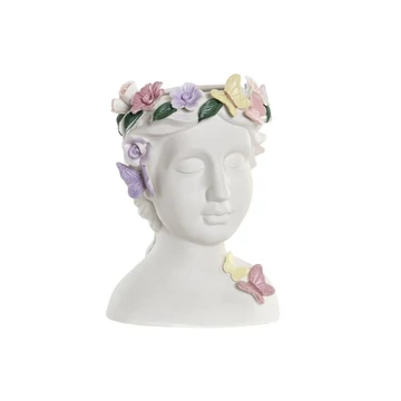 Váza arc virágok porcelán 17,5x16x23 cm fehér