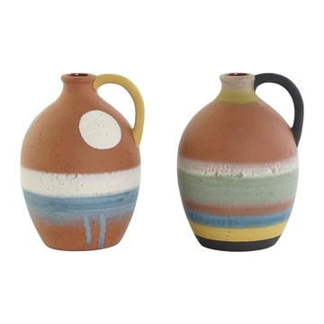 Váza égetett agyag 14,5x14x20 cm színes 2 féle