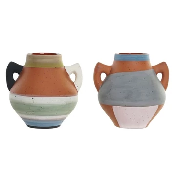 Váza égetett agyag 15,4x13,5x15 cm színes 2 féle