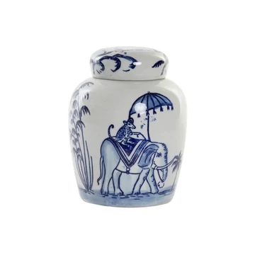 Váza elefánt porcelán 16x16x20 cm fehér, kék