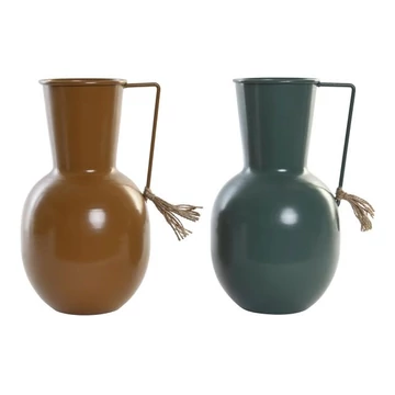 Váza fém 14,5x13x24 cm mustársárga, zöld 2 féle