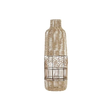 Váza fém, rattan 22x22x65 cm fekete, natúr