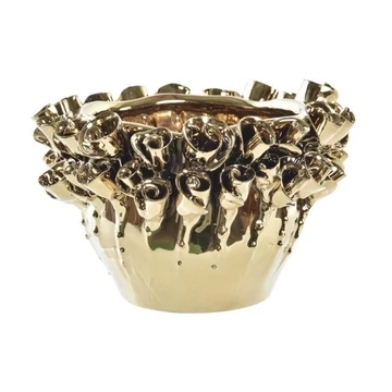 Váza fényes porcelán 20x20x15 cm arany