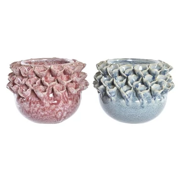 Váza kő 19x19x13,5 cm pink, türkizkék 2 féle