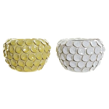 Váza kő 24,5x24,5x17 cm mustársárga, fehér 2 féle