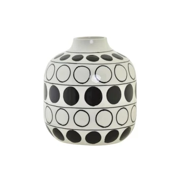 Váza körök porcelán 16x16x18 cm fehér, fekete