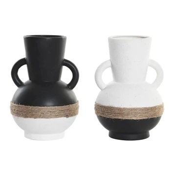 Váza kötéllel kerámia, kötél 16,5x16,5x24 cm színes 2 féle