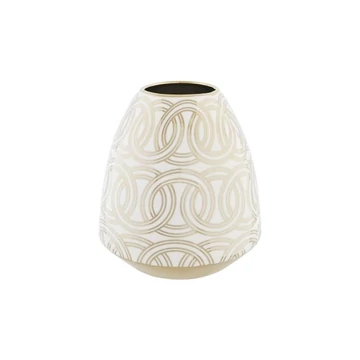 Váza krómozott porcelán 16x16x18 cm fehér, arany