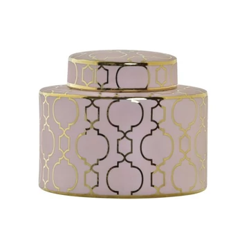 Váza krómozott porcelán 18x18x16 cm pink, arany