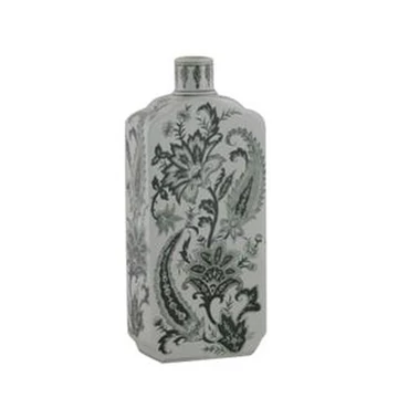 Váza leveles porcelán 16x9x38 cm zöld