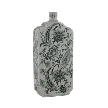 Váza leveles porcelán 21x11x48 cm zöld