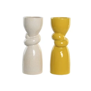 Váza porcelán 10,5x10,5x28 cm sárga, bézs 2 féle