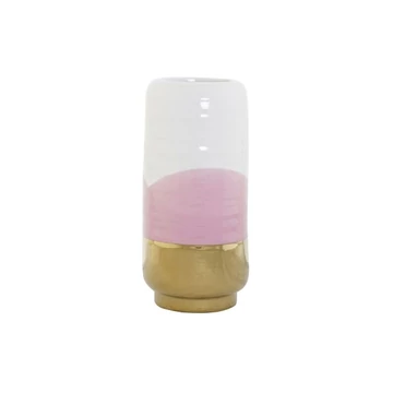 Váza porcelán 12,2x12,2x26 cm pink, arany