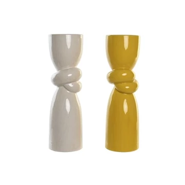 Váza porcelán 13,5x13,5x44,5 cm sárga, bézs 2 féle