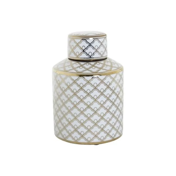 Váza porcelán 14x14x21,5 cm arany, fehér