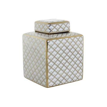 Váza porcelán 15,5x15,5x22 cm fehér, arany