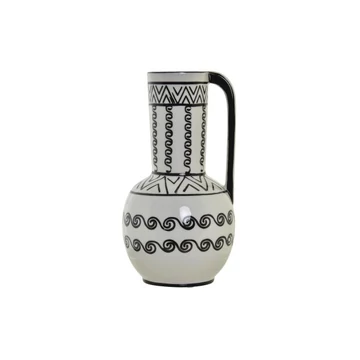 Váza porcelán 15x15x28 cm fehér, fekete