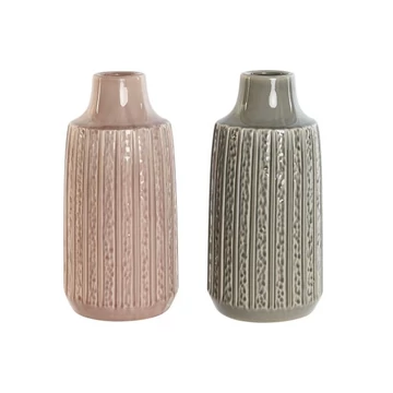 Váza porcelán 15x15x31 cm pink, szürke 2 féle