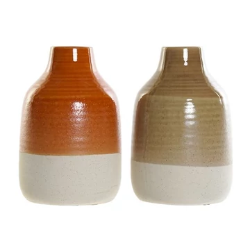 Váza porcelán 17x17x27 cm barna, narancssárga 2 féle
