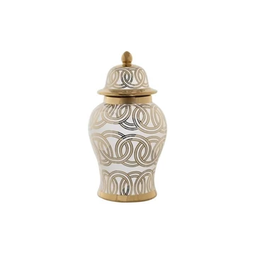 Váza porcelán 17x17x31 cm fehér, arany