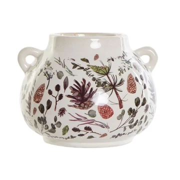 Váza porcelán 21x20x17 cm fehér, zöld
