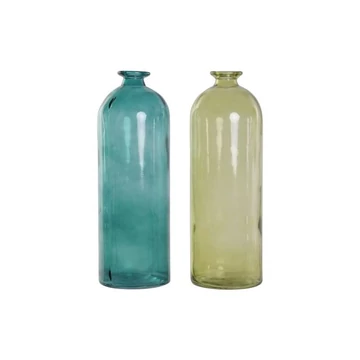 Váza újrahasznosított üveg 14x14x41 cm sárga, türkizzöld 2 féle
