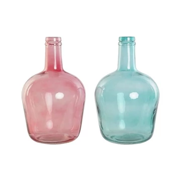 Váza újrahasznosított üveg 19x19x31 cm türkizzöld, pink 2 féle
