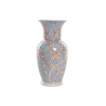 Váza virágok porcelán 13x13x31 cm kék, narancssárga