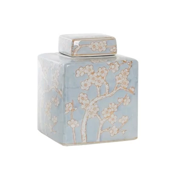 Váza virágok porcelán 15,5x15,5x21,5 cm kék, narancssárga