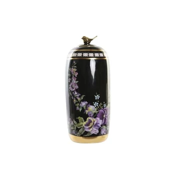 Váza virágok porcelán 19x19x42 cm színes, fekete