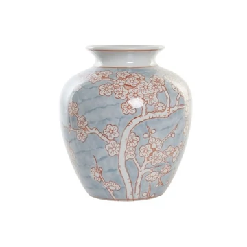 Váza virágok porcelán 22x22x25 cm kék, narancssárga
