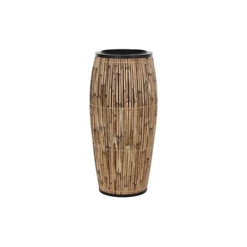 Virágtartó rattan, fém 40x40x82 cm natúr, fekete