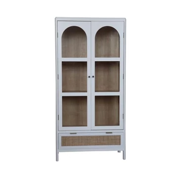 Vitrin császárfa, rattan 78x38x158 cm fehér