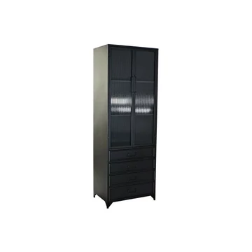 Vitrin fém, üveg 60x40x170 cm fekete