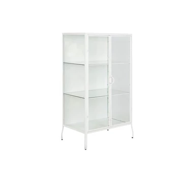 Vitrin fém, üveg 72x46x132 cm fehér